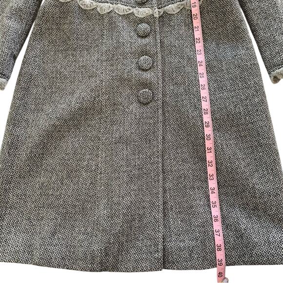 Vintage Arden B Gray Crochet Detail Victorian Coat Button Down Peacoat Small - Picture 6 of 14